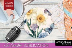 Spring Blossom Car Coaster - Flowers Coaster PNG Sublimation Product Image 1