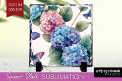 Spring Blossom Slate PNG - Flowers Square Slate Sublimation Product Image 1