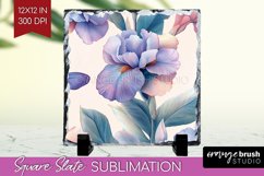 Spring Blossom Slate PNG - Flowers Square Slate Sublimation Product Image 1