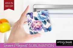 Spring Blossom Magnet Sublimation - Flowers Square Magnet Product Image 1