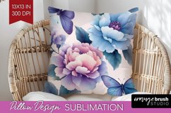 Spring Blossom Pillow Sublimation - Flowers Pillow Cover PNG Product Image 1