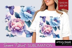 Spring Blossom Square Tshirt Background - Flowers PNG Product Image 1