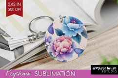 Spring Blossom Keychain PNG - Flowers Keychain Sublimation Product Image 1