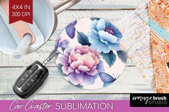 Spring Blossom Car Coaster - Flowers Coaster PNG Sublimation Product Image 1