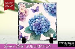 Spring Blossom Slate PNG - Flowers Square Slate Sublimation Product Image 1