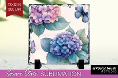 Spring Blossom Slate PNG - Flowers Square Slate Sublimation Product Image 1