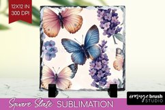 Spring Blossom Slate PNG - Flowers Square Slate Sublimation Product Image 1