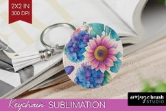 Spring Blossom Keychain PNG - Flowers Keychain Sublimation Product Image 1