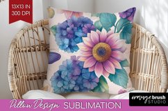 Spring Blossom Pillow Sublimation - Flowers Pillow Cover PNG Product Image 1