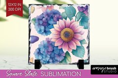 Spring Blossom Slate PNG - Flowers Square Slate Sublimation Product Image 1