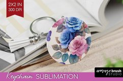 Spring Blossom Keychain PNG - Flowers Keychain Sublimation Product Image 1
