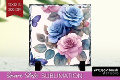 Spring Blossom Slate PNG - Flowers Square Slate Sublimation Product Image 1
