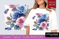 Spring Blossom Square Tshirt Background - Flowers PNG Product Image 1