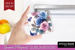 Spring Blossom Magnet Sublimation - Flowers Square Magnet Product Image 1