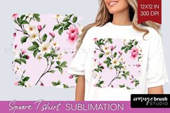 Spring Flowers Square Tshirt Background - Floral PNG Product Image 1