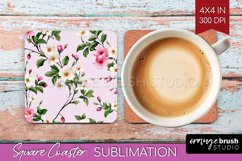 Spring Flowers Square Coaster - Floral Coaster PNG Product Image 1