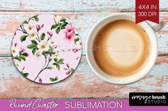 Spring Flowers Round Coaster - Floral Coaster PNG Product Image 1