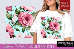 Spring Flowers Square Tshirt Background - Floral PNG Product Image 1