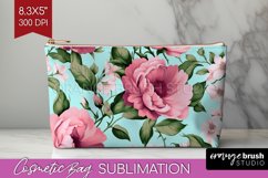 Spring Flowers Cosmetic Bag - Floral Makeup Bag PNG Product Image 1