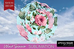 Spring Flowers Wind Spinner Sublimation PNG - Floral Round Product Image 1
