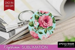 Spring Flowers Keychain PNG - Floral Keychain Sublimation Product Image 1
