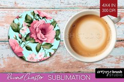 Spring Flowers Round Coaster - Floral Coaster PNG Product Image 1