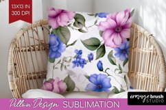 Spring Flowers Pillow Sublimation - Floral Pillow Cover PNG Product Image 1