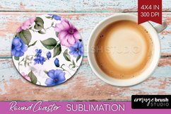 Spring Flowers Round Coaster - Floral Coaster PNG Product Image 1