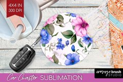 Spring Flowers Car Coaster - Floral Coaster PNG Sublimation Product Image 1