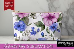Spring Flowers Cosmetic Bag - Floral Makeup Bag PNG Product Image 1