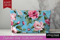 Spring Flowers Cosmetic Bag - Floral Makeup Bag PNG Product Image 1