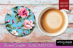 Spring Flowers Round Coaster - Floral Coaster PNG Product Image 1