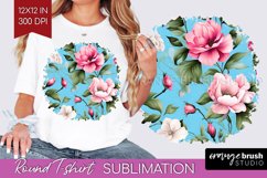Spring Flowers Round Tshirt Background - Floral PNG Product Image 1
