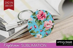 Spring Flowers Keychain PNG - Floral Keychain Sublimation Product Image 1