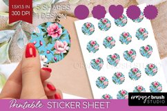 Spring Flowers Round Sticker - Floral Printable Sticker Product Image 1
