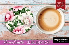 Spring Flowers Round Coaster - Floral Coaster PNG Product Image 1