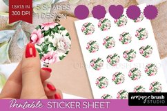 Spring Flowers Round Sticker - Floral Printable Sticker Product Image 1