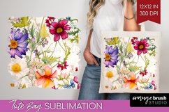 Spring Flowers Tote Bag - Floral Tote Bag PNG Sublimation Product Image 1