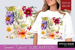 Spring Flowers Square Tshirt Background - Floral PNG Product Image 1