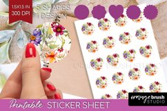 Spring Flowers Round Sticker - Floral Printable Sticker Product Image 1