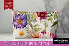 Spring Flowers Cosmetic Bag - Floral Makeup Bag PNG Product Image 1