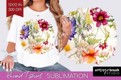 Spring Flowers Round Tshirt Background - Floral PNG Product Image 1