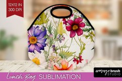 Spring Flowers Lunch Bag - Floral Lunch Bug PNG Sublimation Product Image 1