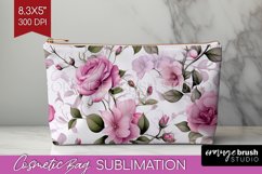 Spring Flowers Cosmetic Bag - Floral Makeup Bag PNG Product Image 1