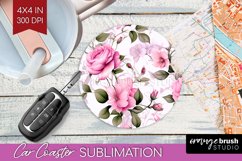 Spring Flowers Car Coaster - Floral Coaster PNG Sublimation Product Image 1