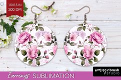 Spring Flowers Round Earrings - Floral PNG Sublimation Product Image 1