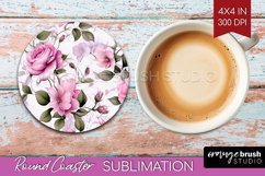 Spring Flowers Round Coaster - Floral Coaster PNG Product Image 1
