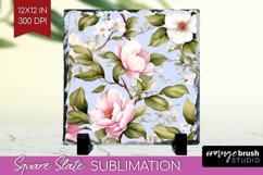 Spring Flowers Slate PNG - Floral Square Slate Sublimation Product Image 1