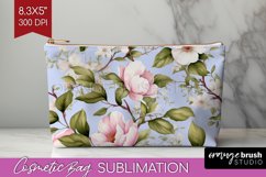 Spring Flowers Cosmetic Bag - Floral Makeup Bag PNG Product Image 1