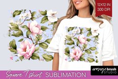Spring Flowers Square Tshirt Background - Floral PNG Product Image 1